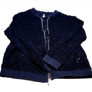 𝅺xhilaration lacy zip up top sz. XL